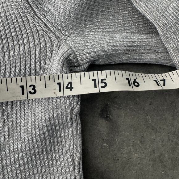 Vintage Y2k Silver Grey Embellished Knit Longsleeve Rhinestone Women's Blouse S - Picture 5 of 6